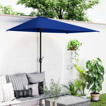 8ft Half Round Umbrella Outdoor Balcony Parasol Patio Garden Outdoor Window Sun Shade w/ 5 Ribs