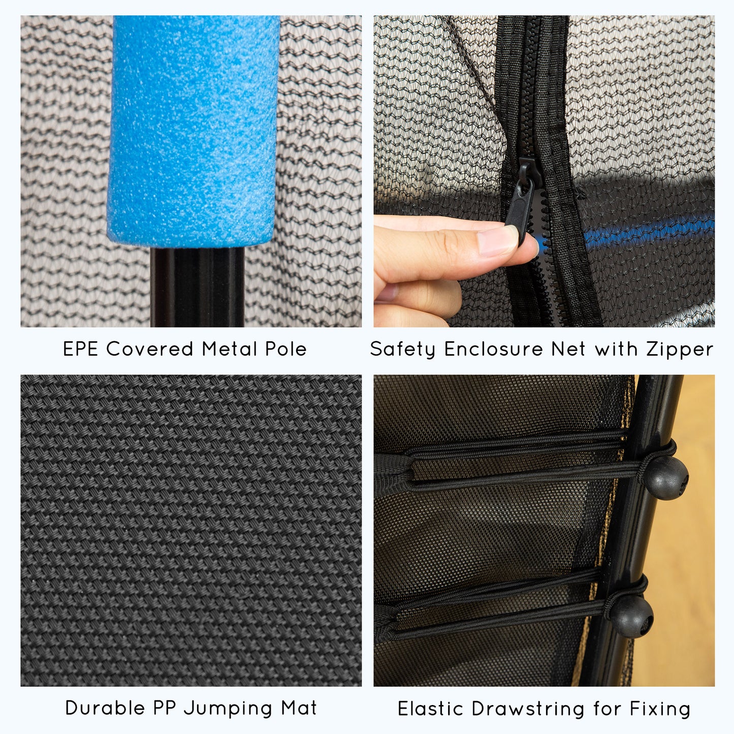 Soozier 63" Kids Trampoline Mini Indoor Bouncer Jumper with Enclosure Net Elastic Thick Padded Pole Gift for Child Toddler Age 3-6 Years Old Blue