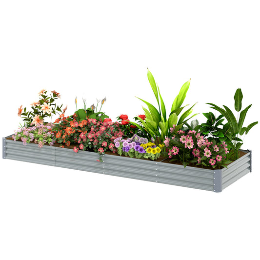 12 x 4 x 1ft Galvanized Raised Garden Bed, Reinforced Outdoor Planter Box with Open Bottom, Silver