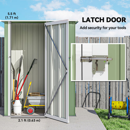 5 x 3ft Outdoor Storage Shed Metal Garden Shed Cabanon with Sloped Roof, Lockable Door for Tool, Light Green