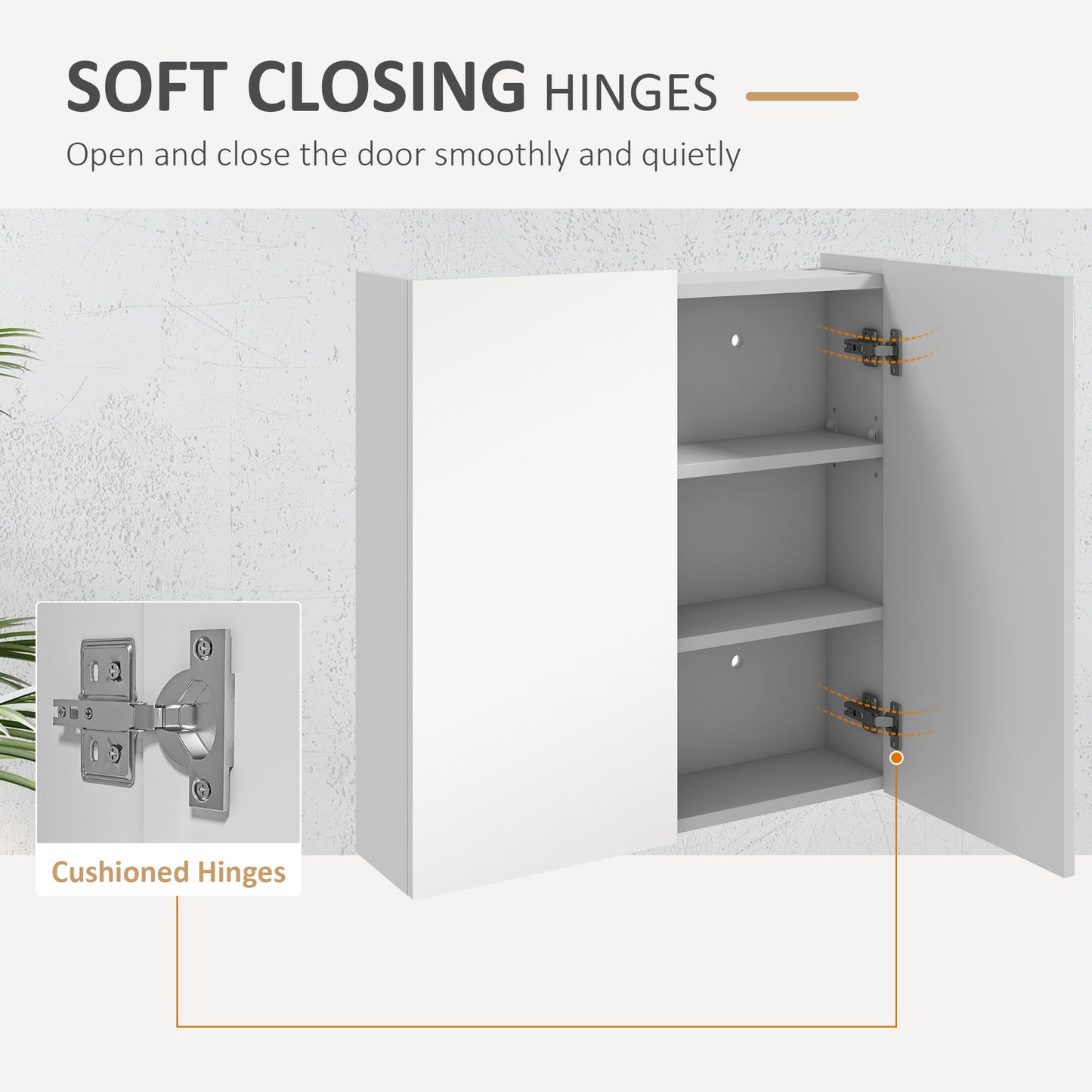 24" x 24" Medicine Cabinet, Wall Mounted Bathroom Mirror Cabinet with Mirrored Doors, Adjustable Shelves and Soft Close Mechanism, High Gloss White
