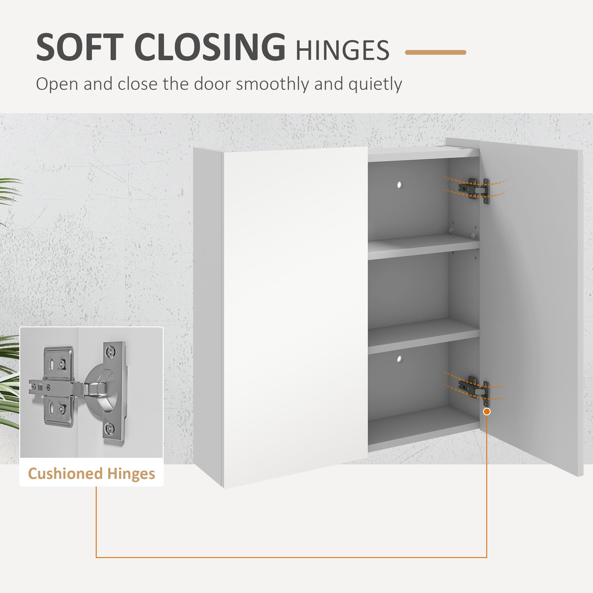 24" x 24" Medicine Cabinet, Wall Mounted Bathroom Mirror Cabinet with Mirrored Doors, Adjustable Shelves and Soft Close Mechanism, High Gloss White
