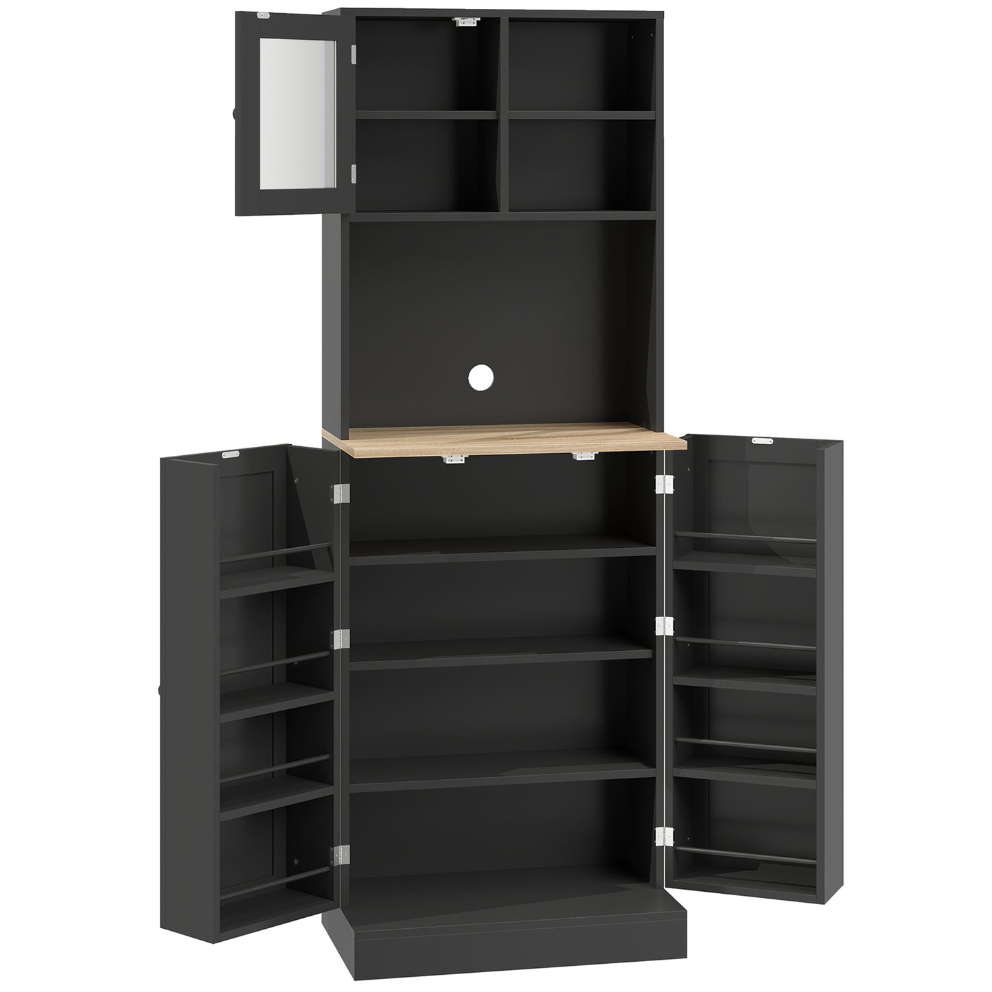 66.5" Tall Kitchen Pantry Cabinet, Kitchen Hutch, Microwave Cabinet with Adjustable Shelves for Dining Room, Black