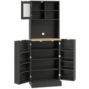 66.5" Tall Kitchen Pantry Cabinet, Kitchen Hutch, Microwave Cabinet with Adjustable Shelves for Dining Room, Black