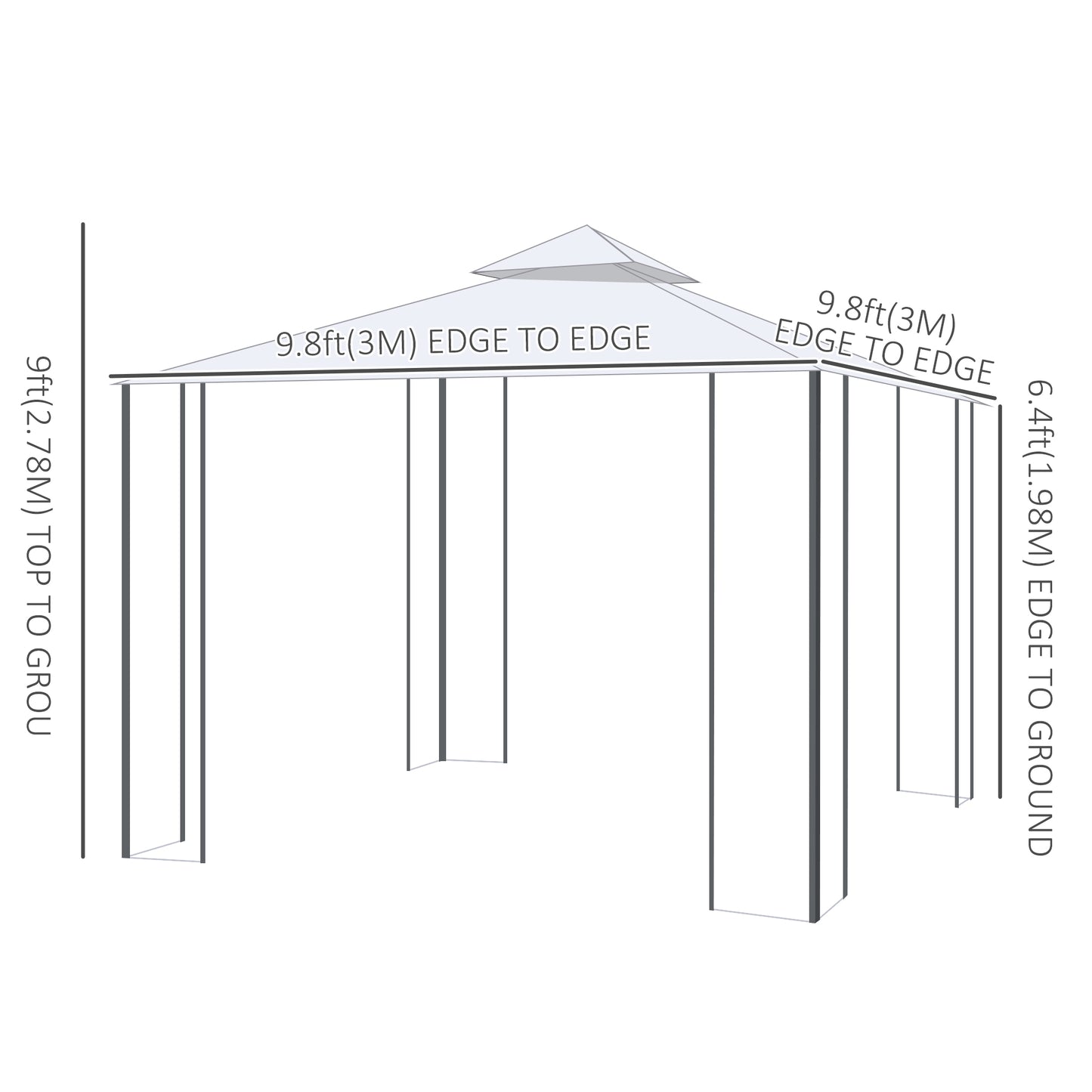 10' x 10' Steel Outdoor Patio Gazebo Canopy with Removable Mesh Curtains, Display Shelves, & Steel Frame, Beige