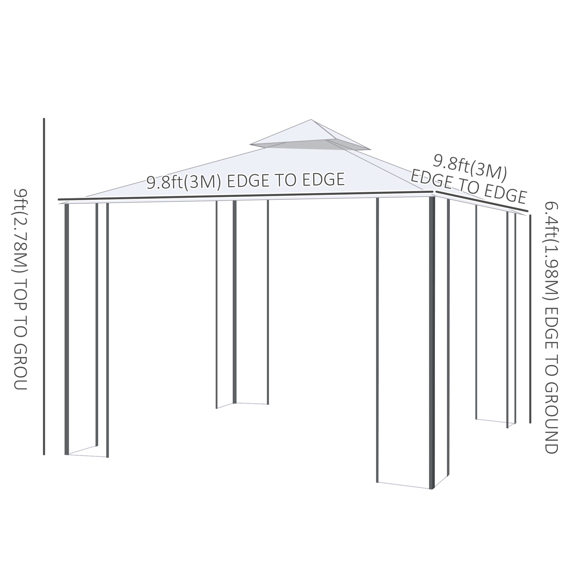 10' x 10' Steel Outdoor Patio Gazebo Canopy with Removable Mesh Curtains, Display Shelves, & Steel Frame, Beige