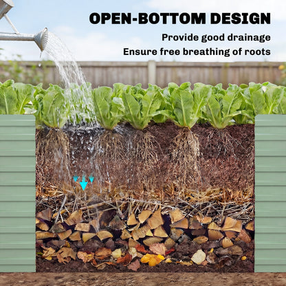 8' x 4' x 2' Raised Garden Bed, Galvanized Planter Box for Growing Flowers, Herbs and Vegetables, Light Green