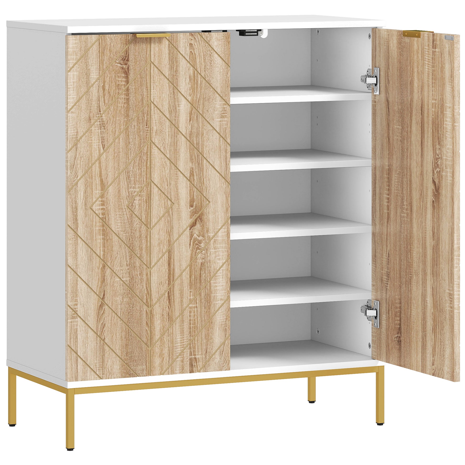 Shoe Storage Cabinet for 15 Pairs, Freestanding Shoe Cabinet with Doors and Adjustable Shelves for Hallway, White