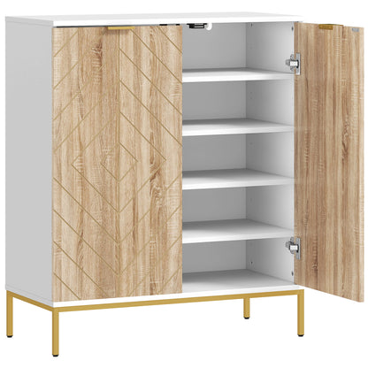 Shoe Storage Cabinet for 15 Pairs, Freestanding Shoe Cabinet with Doors and Adjustable Shelves for Hallway, White