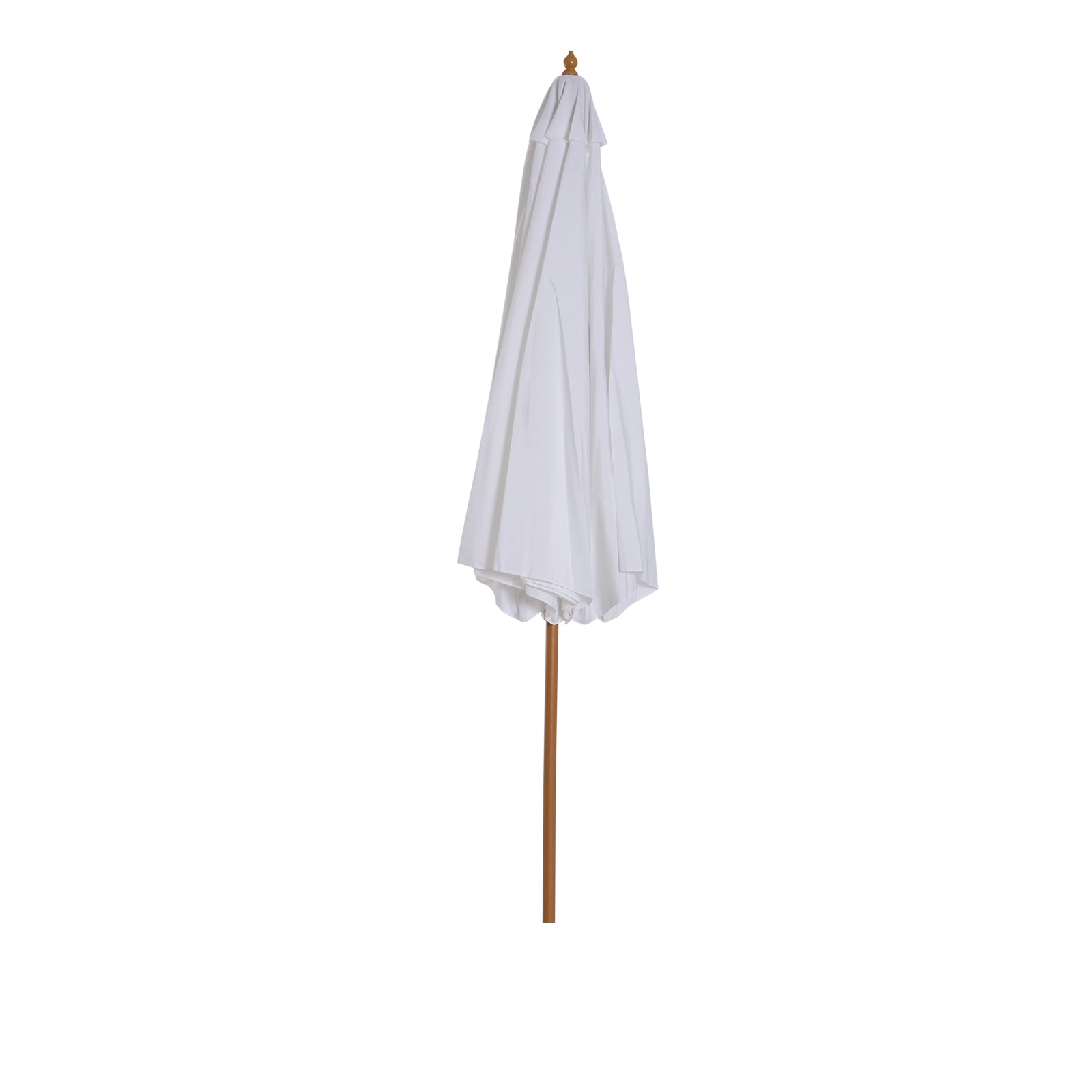 10' x 8' Bamboo Wooden Round Market Patio Sun Umbrella, Garden Parasol, Outdoor Sunshade Canopy, White