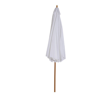 10' x 8' Bamboo Wooden Round Market Patio Sun Umbrella, Garden Parasol, Outdoor Sunshade Canopy, White