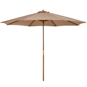 10' x 8' Wooden Patio Umbrella, Garden Parasol, Outdoor Sunshade Canopy with Bamboo Rib for Outdoor, Khaki