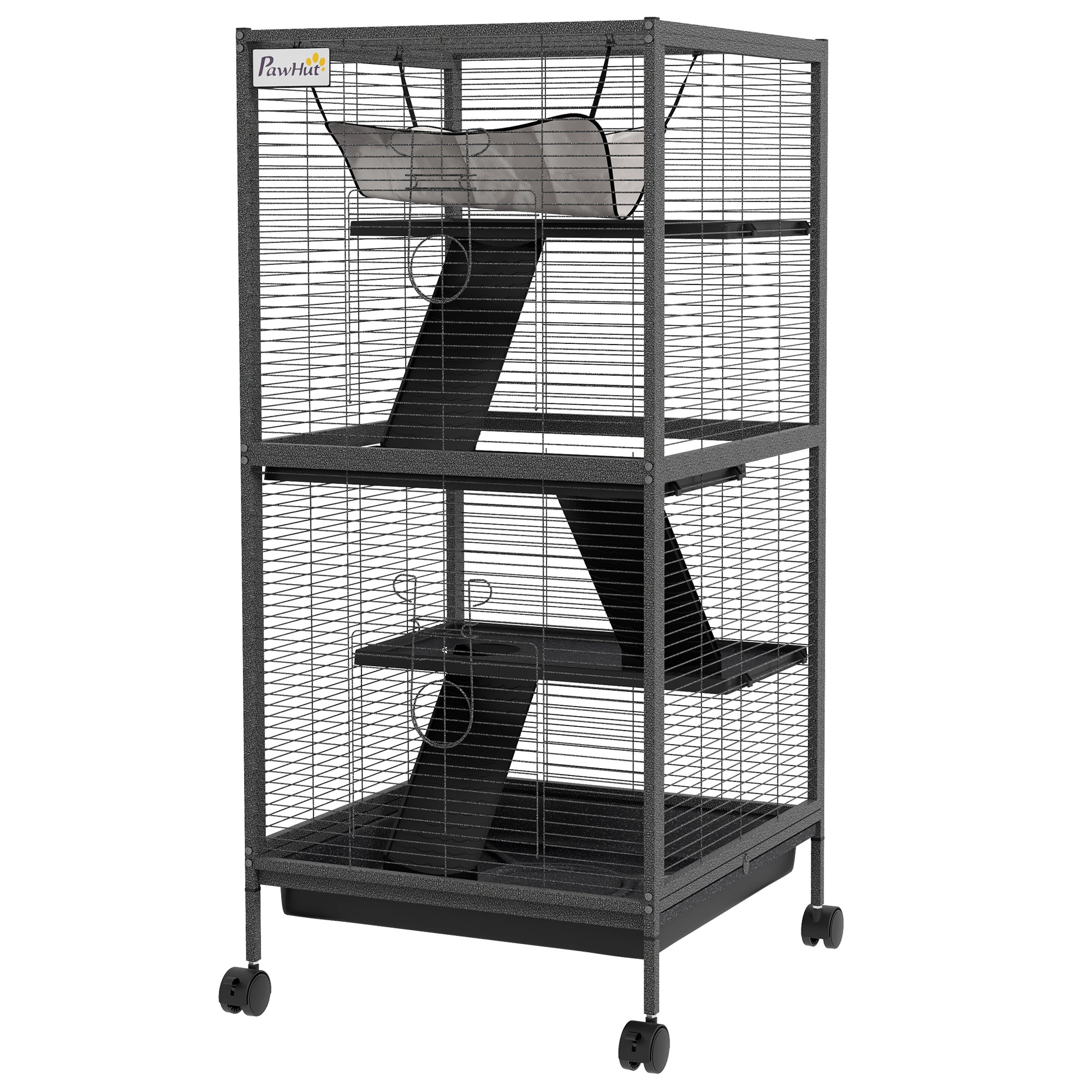 Steel Small Animal Cage for Guinea Pig, Ferret, Chinchilla, Kitten and Rabbit, Black