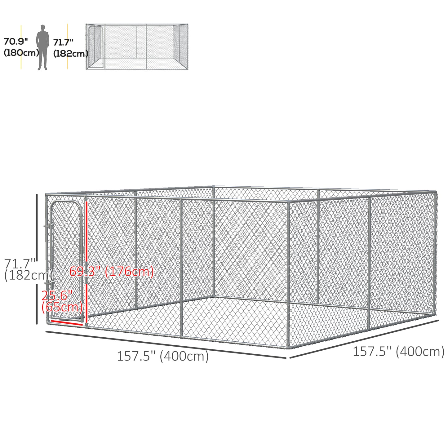 172.2 Sq. Ft. Dog Playpen Outdoor with Galvanized Steel Frame, for Small and Medium Dogs, 13' L x 13' W x 5.9' H