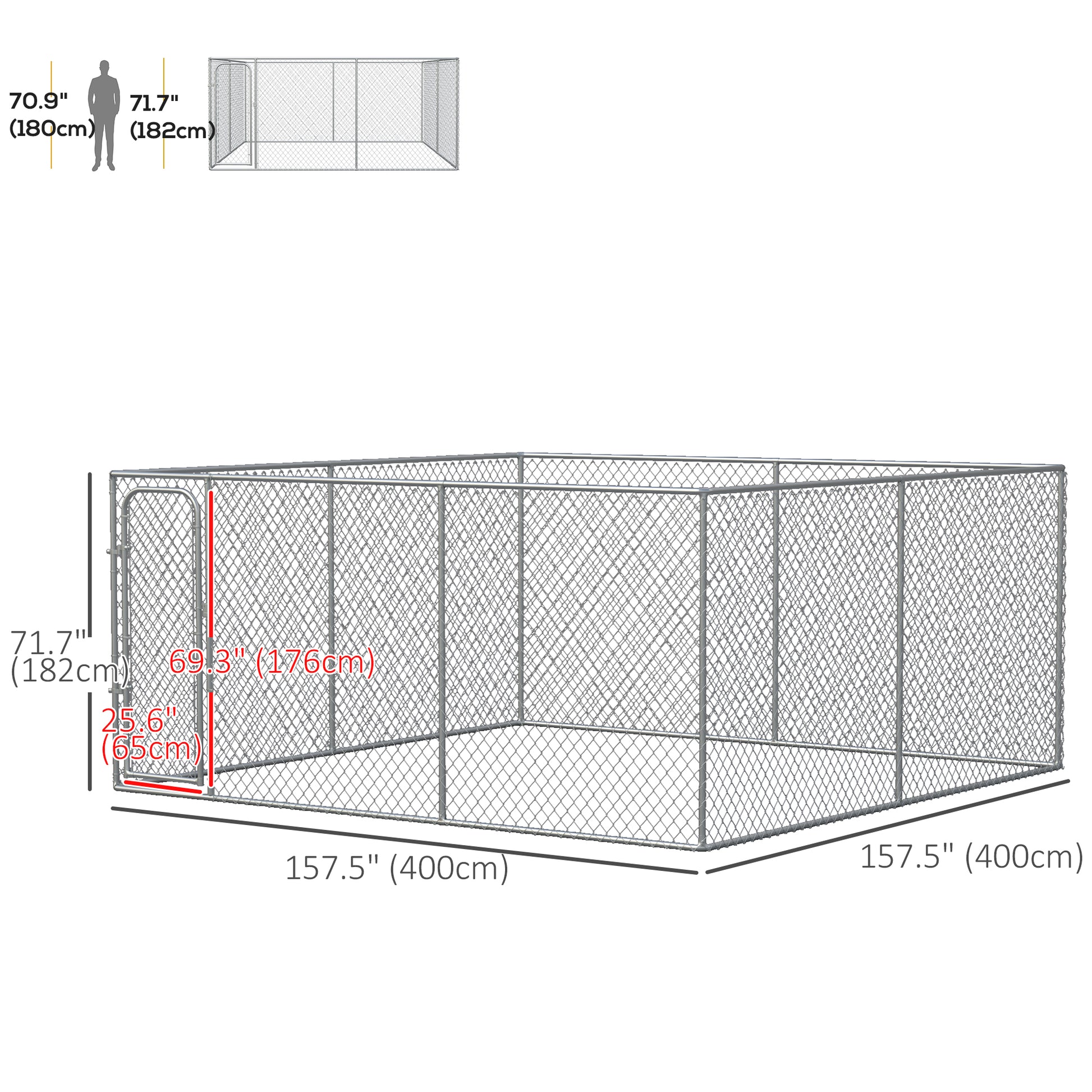 172.2 Sq. Ft. Dog Playpen Outdoor with Galvanized Steel Frame, for Small and Medium Dogs, 13' L x 13' W x 5.9' H