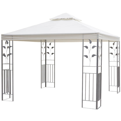 10' x 10' Outdoor Garden Metal Gazebo Patio Canopy Marquee Patio Party Tent Canopy Shelter Vented Roof Decorative Frame, Cream