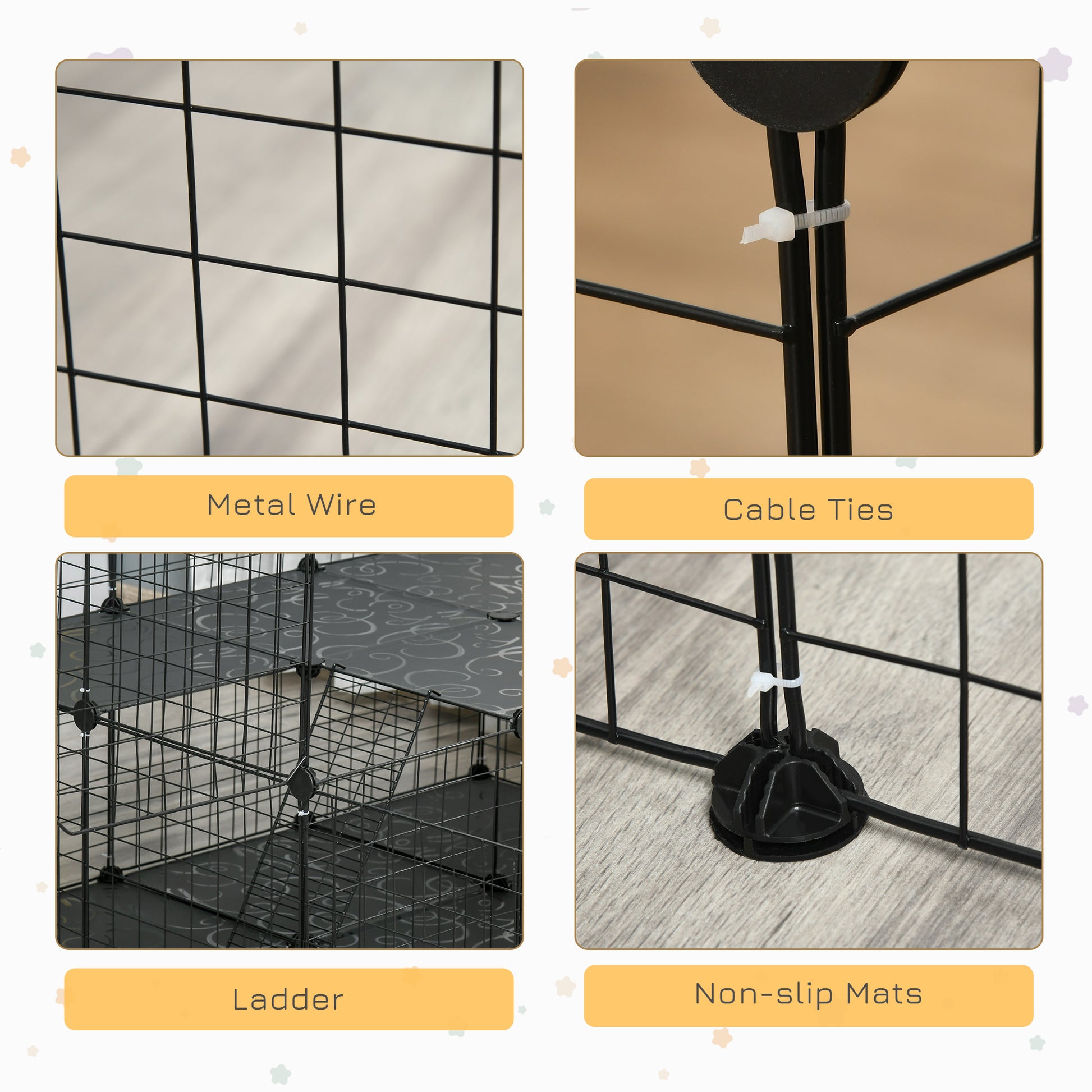 46 Panels Pet Playpen, DIY Small Animal Playpen, Indoor Portable Pet Fence for Guinea Pigs, Bunny, Rabbits, Hamsters, Hedgehogs