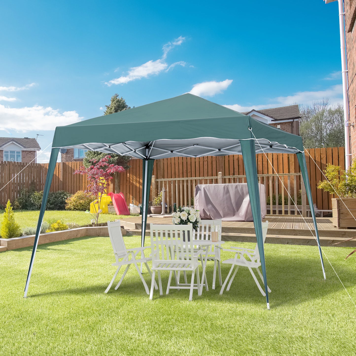 8' x 8' Pop Up Canopy, Outdoor Foldable Tent, Portable Canopy Tent with Carrying Bag for Camping, Party, Picnic, Green