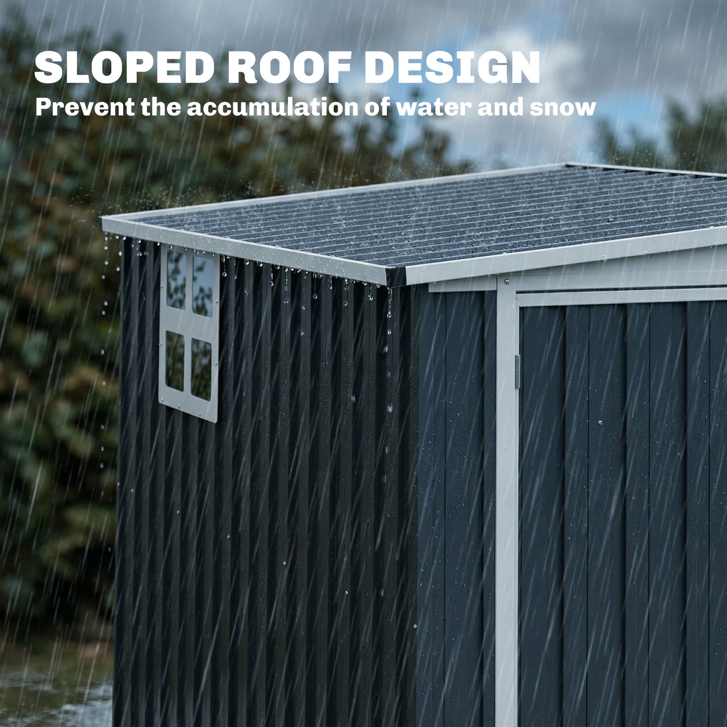 4' x 8' Outdoor Storage Shed, Metal Garden Shed with Window, 2 Vents and Lockable Door for Backyard, Garden, Patio