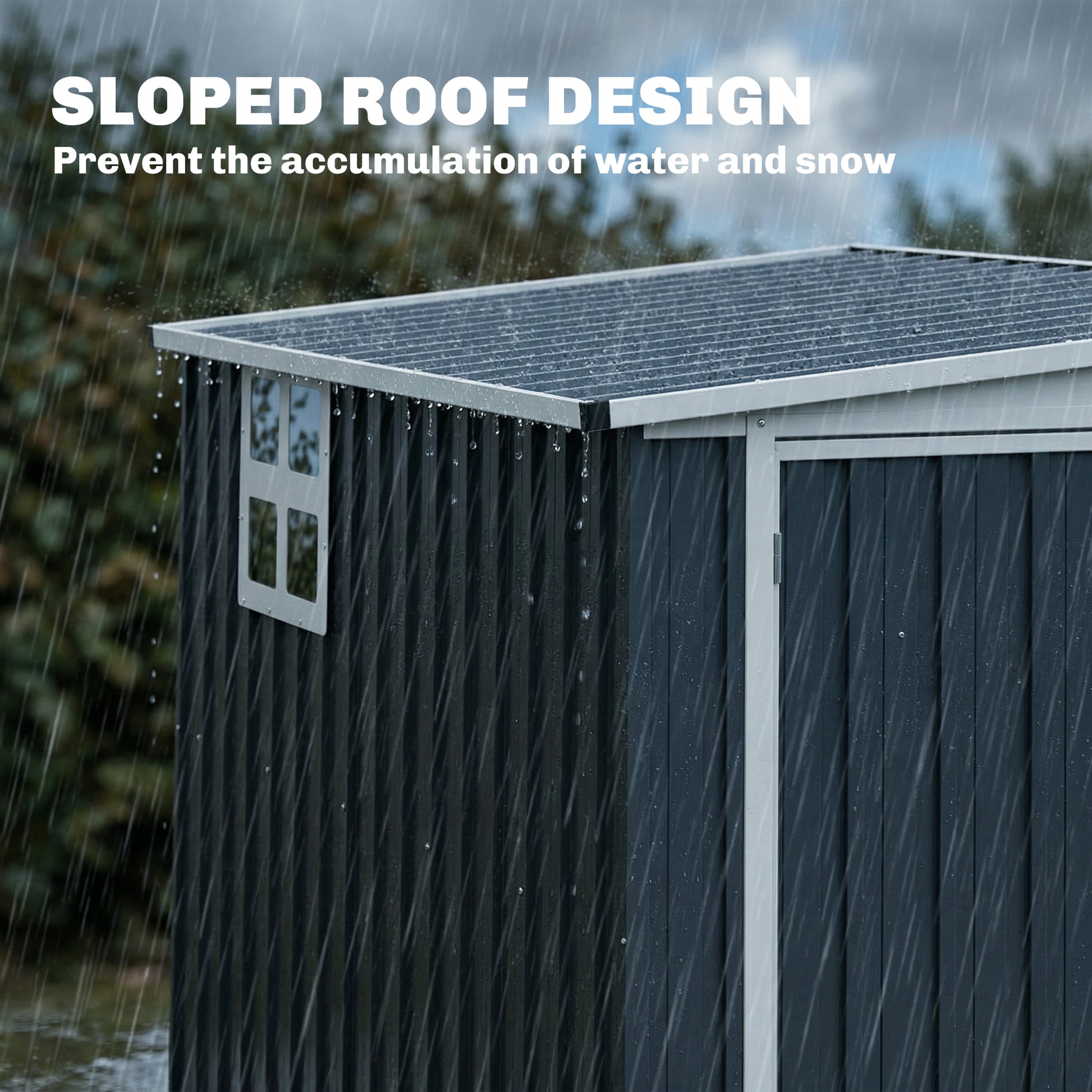 4' x 8' Outdoor Storage Shed, Metal Garden Shed with Window, 2 Vents and Lockable Door for Backyard, Garden, Patio