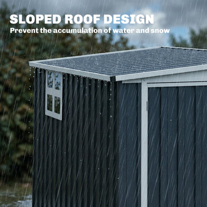 4' x 8' Outdoor Storage Shed, Metal Garden Shed with Window, 2 Vents and Lockable Door for Backyard, Garden, Patio
