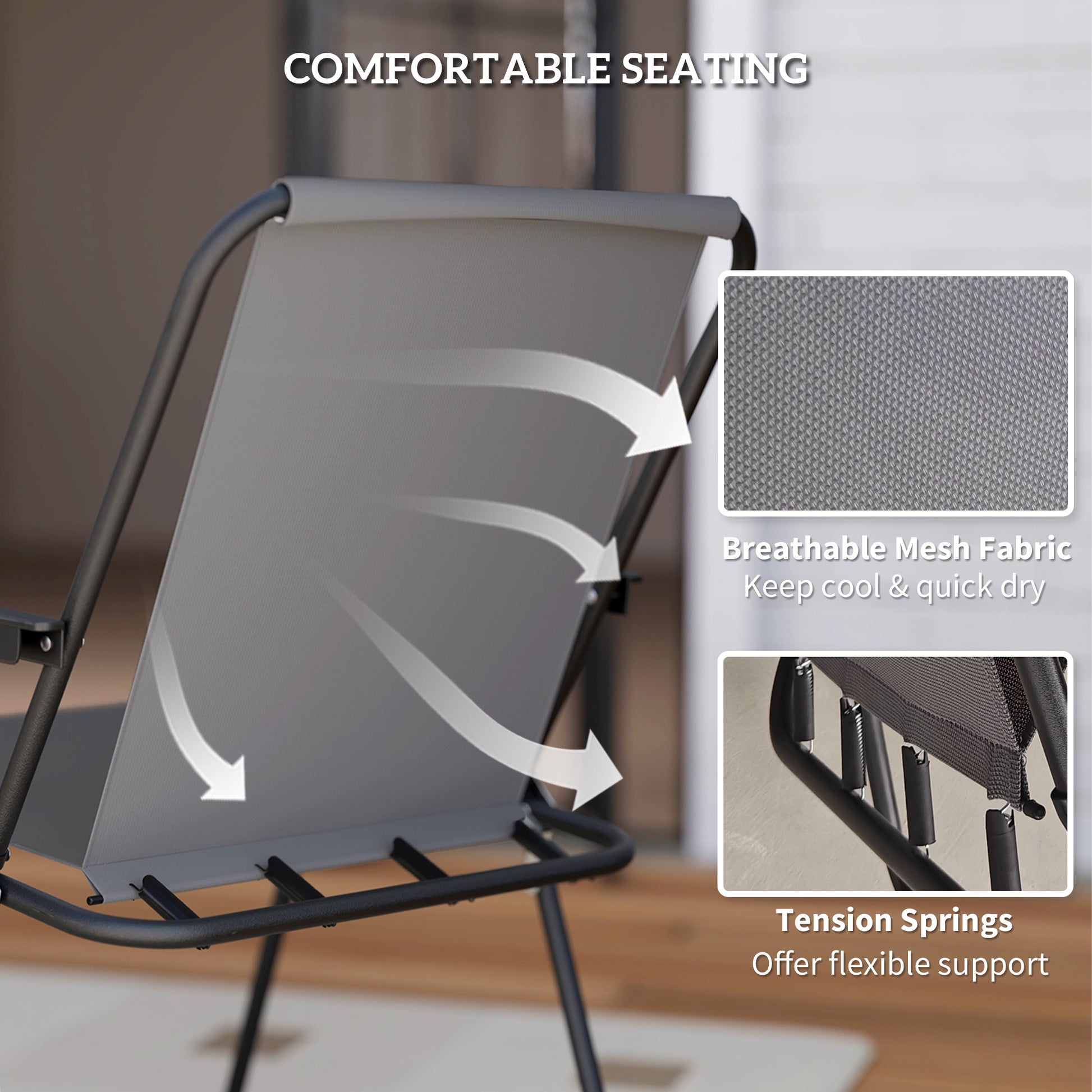 6 Pieces Patio Dining Set with Umbrella, Patio Furniture Set with Folding Chairs, Glass Table for Garden Backyard, Grey