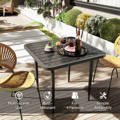 31.5" Patio Dining Table for 4, Metal Square Outdoor Table for Garden, Lawn, Backyard, Black