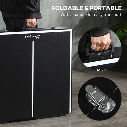 Soozier Mini Folding Table Tennis Table with Aluminium Frame, Portable Outdoor Ping Pong Table with Net for Indoor Outdoor Garden Camping, Black