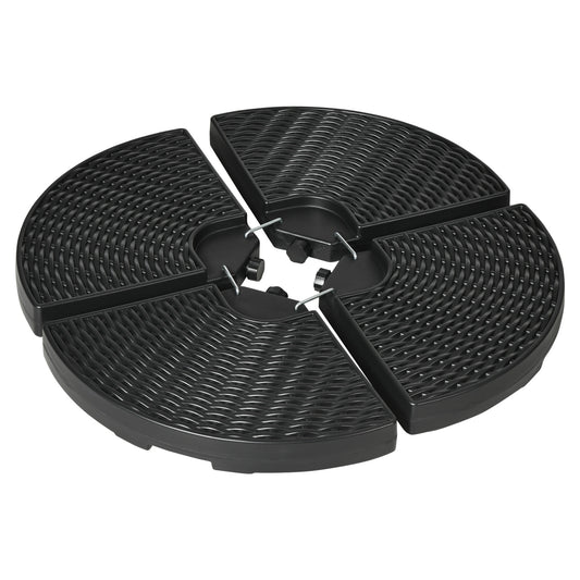 4PCs Cantilever Umbrella Base Weights for Offset Banana Parasol, Wicker Effect HDPE Water or Sand Filled Patio Umbrella Weights with Built-in Handles, Black