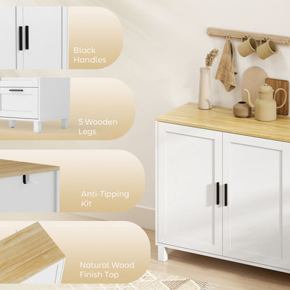 Buffet Cabinet with Soft-Close Doors, Modern Sideboard with 3 Drawers for Living Room, Kitchen, Dining Room, White