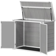 41 Cu. Ft. Outdoor Storage Shed, Outdoor Horizontal Trash Can Storage with Chain Lid, Lockable Storage Box, Grey