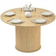 Round Dining Table for 4-6, 47 Inch Kitchen Table with Fluted Pedestal Base, for Kitchen Living Room Dining Room, Natural