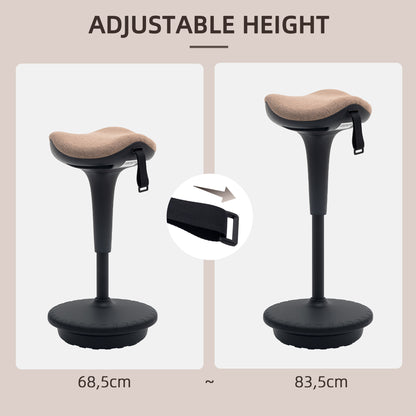 Swivel Standing Desk Chair, Adjustable Active Ergonomic Standing Stool, Backless Wobble Stool Chair, Brown
