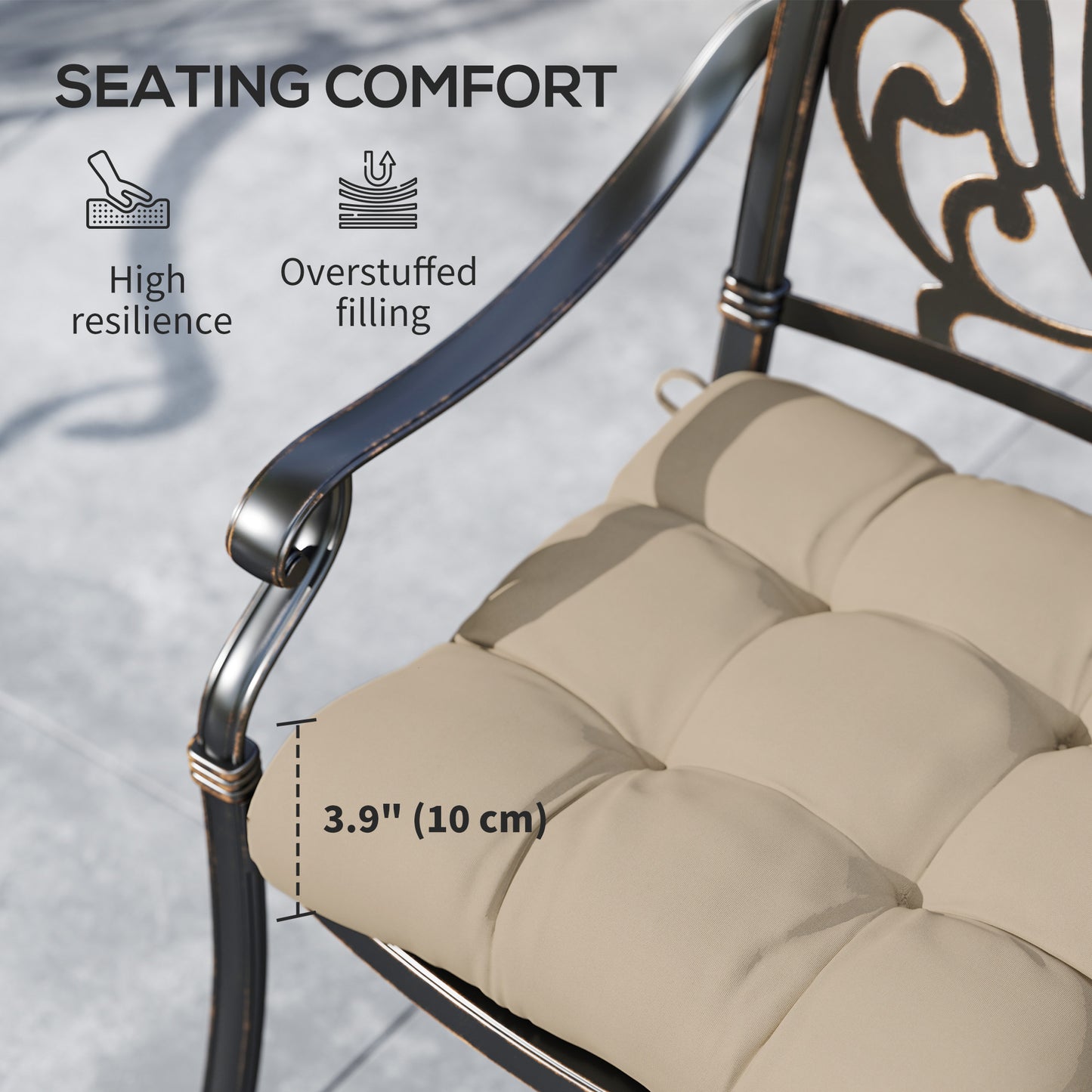 4-Piece Seat Cushion Pillows Replacement, Patio Chair Cushions Set with Ties for Indoor Outdoor