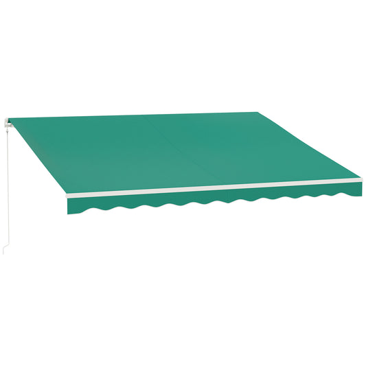 13' x 10' Electric Awning, Retractable Awning Sun Shade Shelter with Remote Controller, Manual Crank Handle and Aluminum Frame, for Deck, Balcony, Yard, Green