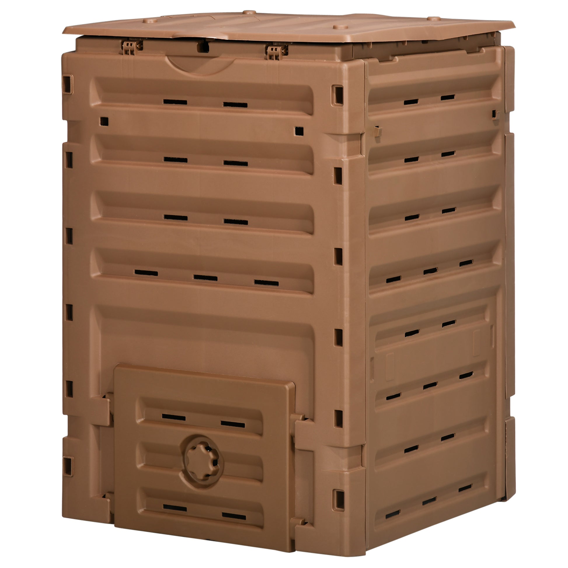 Compost Bin, Garden Composter with 80 Vents and 2 Sliding Doors, 120 Gallon (450L), Black