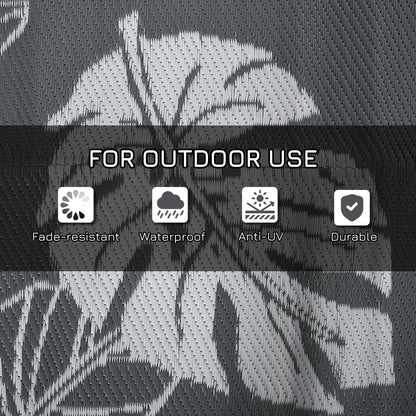 Reversible Outdoor RV Rug, Patio Floor Mat, 6' x 9' Plastic Rug for Backyard, Deck, Beach, Camping, Grey and White