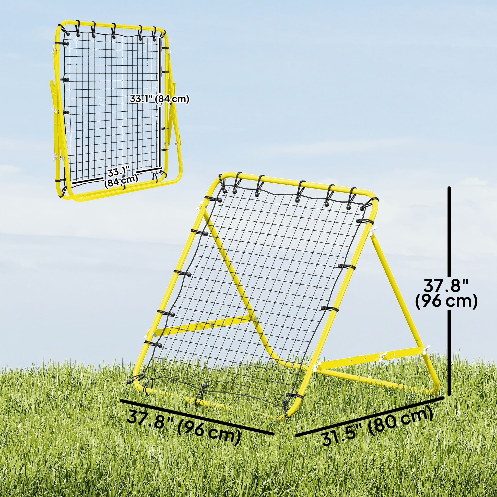 Volleyball Rebounder Net Football Training Aid Kickback Target Play Yellow