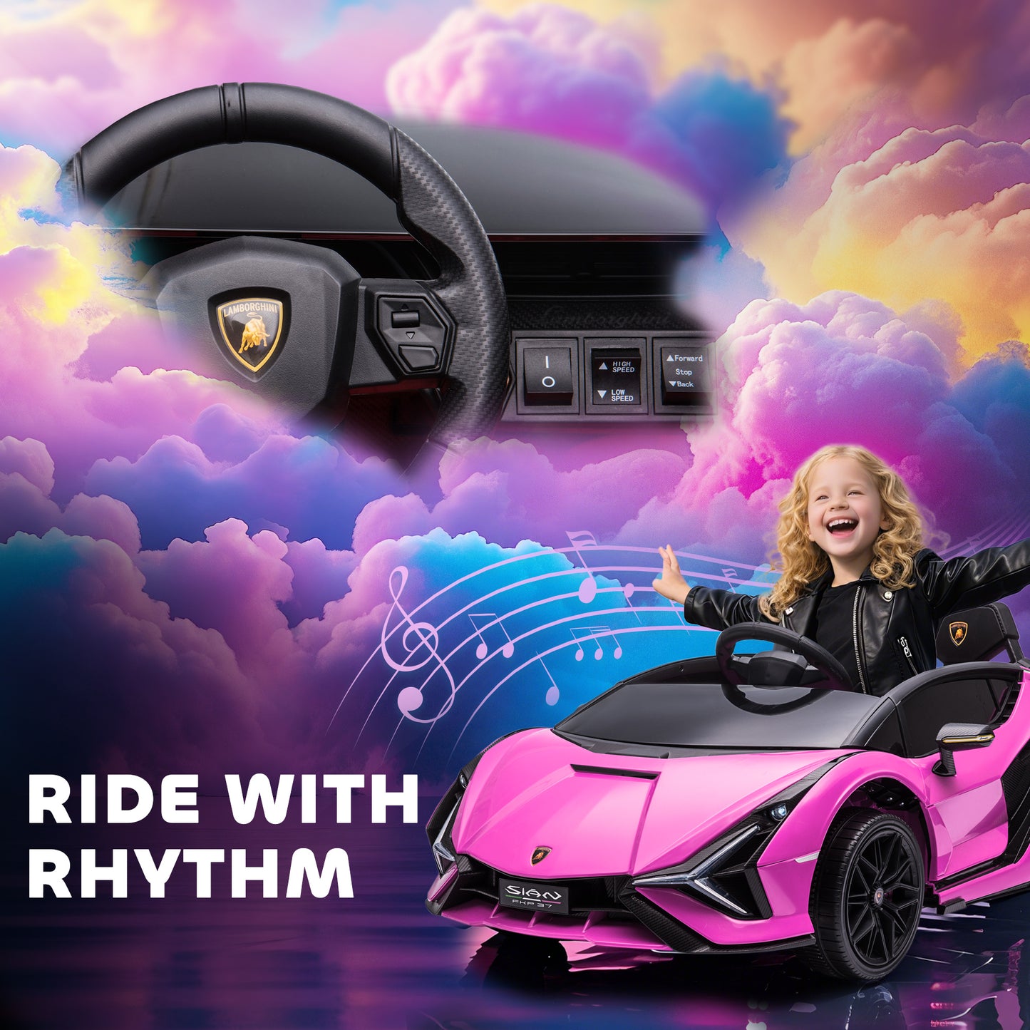Aosom Compatible 12V Battery-powered Kids Electric Ride On Car Toy with Parental Remote Control Music Lights MP3 for 3-5 Years Old Pink