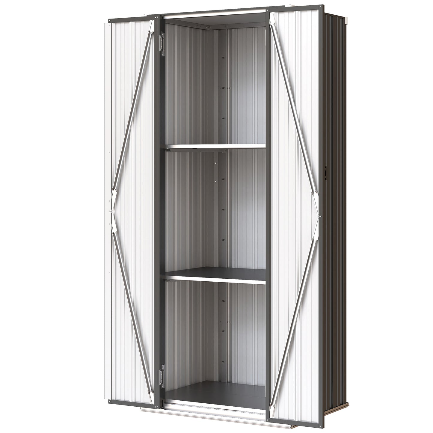 Outdoor Storage Shed with Adjustable Shelves Metal Garden Shed with Double Doors for Patio Balcony Garage