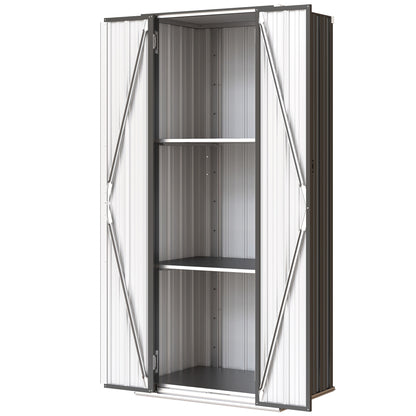 Outdoor Storage Shed with Adjustable Shelves Metal Garden Shed with Double Doors for Patio Balcony Garage
