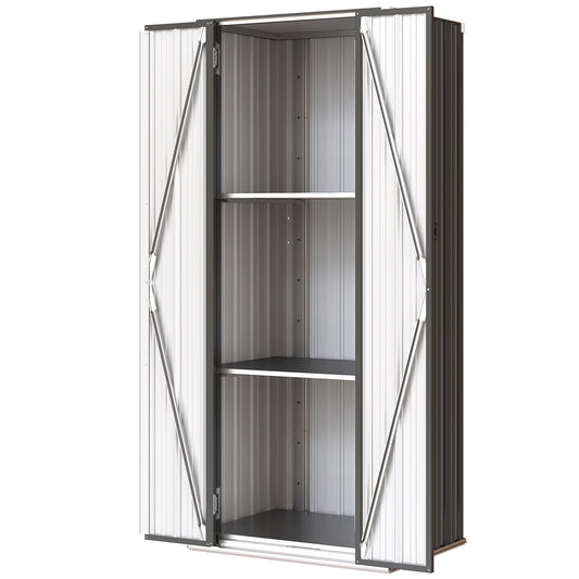 Outdoor Storage Shed with Adjustable Shelves Metal Garden Shed with Double Doors for Patio Balcony Garage
