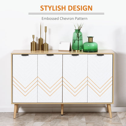 Modern Sideboard and Buffet, Dining Room Cabinet with Adjustable Shelves and 4 Doors, Natural
