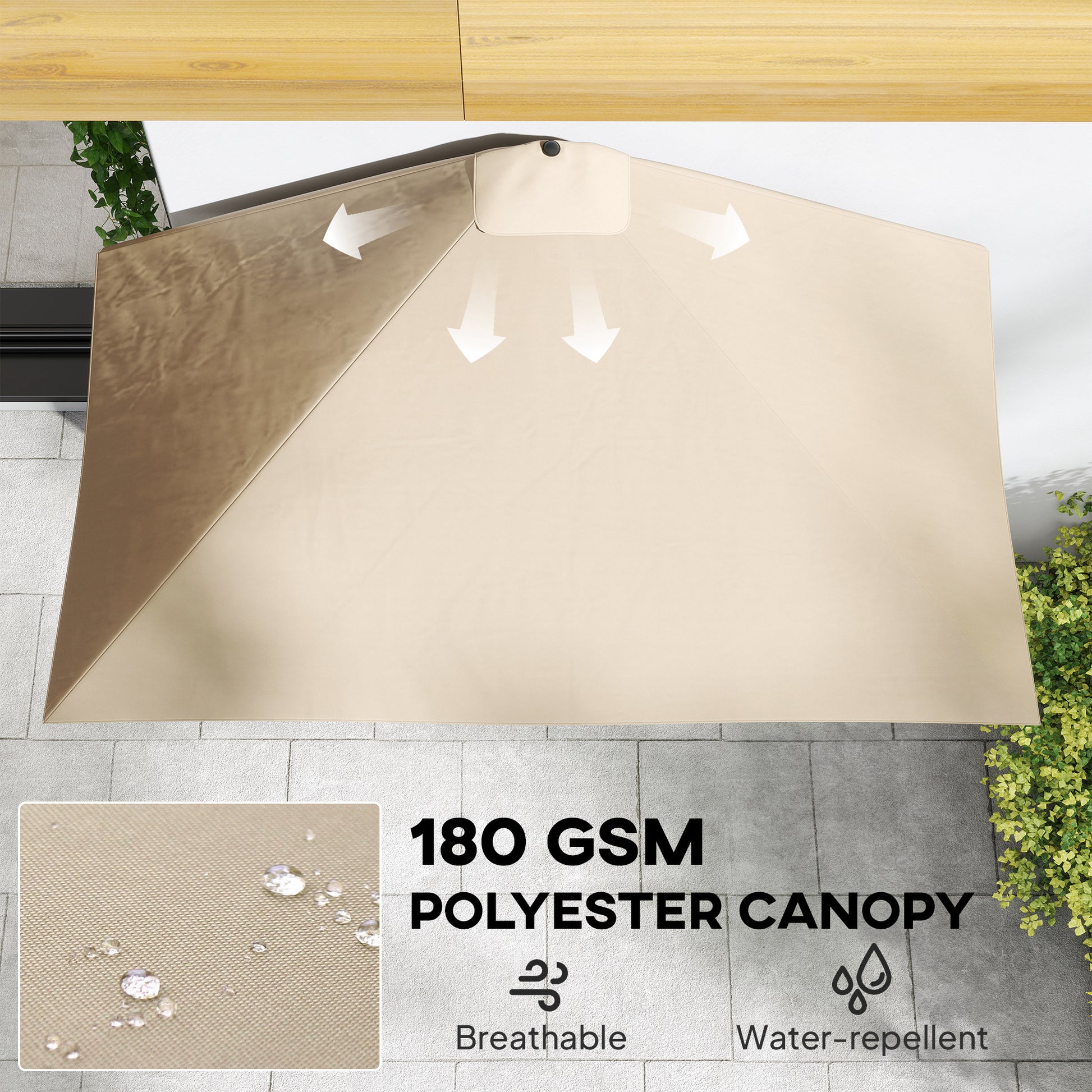 8ft Half Round Umbrella Outdoor Balcony Parasol Patio Garden Outdoor Window Sun Shade w/ 5 Ribs