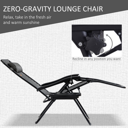 Zero Gravity Chair Set of 2 Patio Chair with Side Table Cupholders and Pillows for Pool, Backyard, Lawn, Beach, Grey