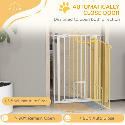 41" Easy Open Indoor Dog Gates for Doorways, House, Stair - White