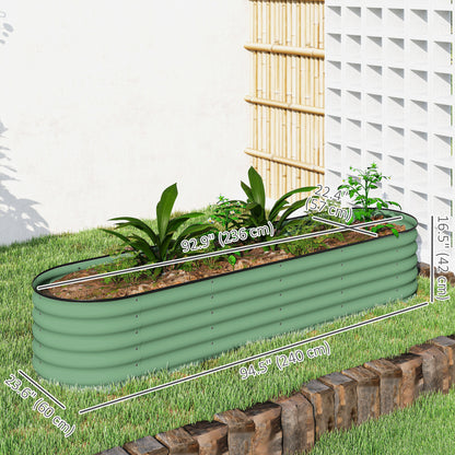 8 x 2 x 1.5 FT Galvanized Steel Raised Garden Bed, Metal Garden Bed Planter Box with Safety Edging, Green