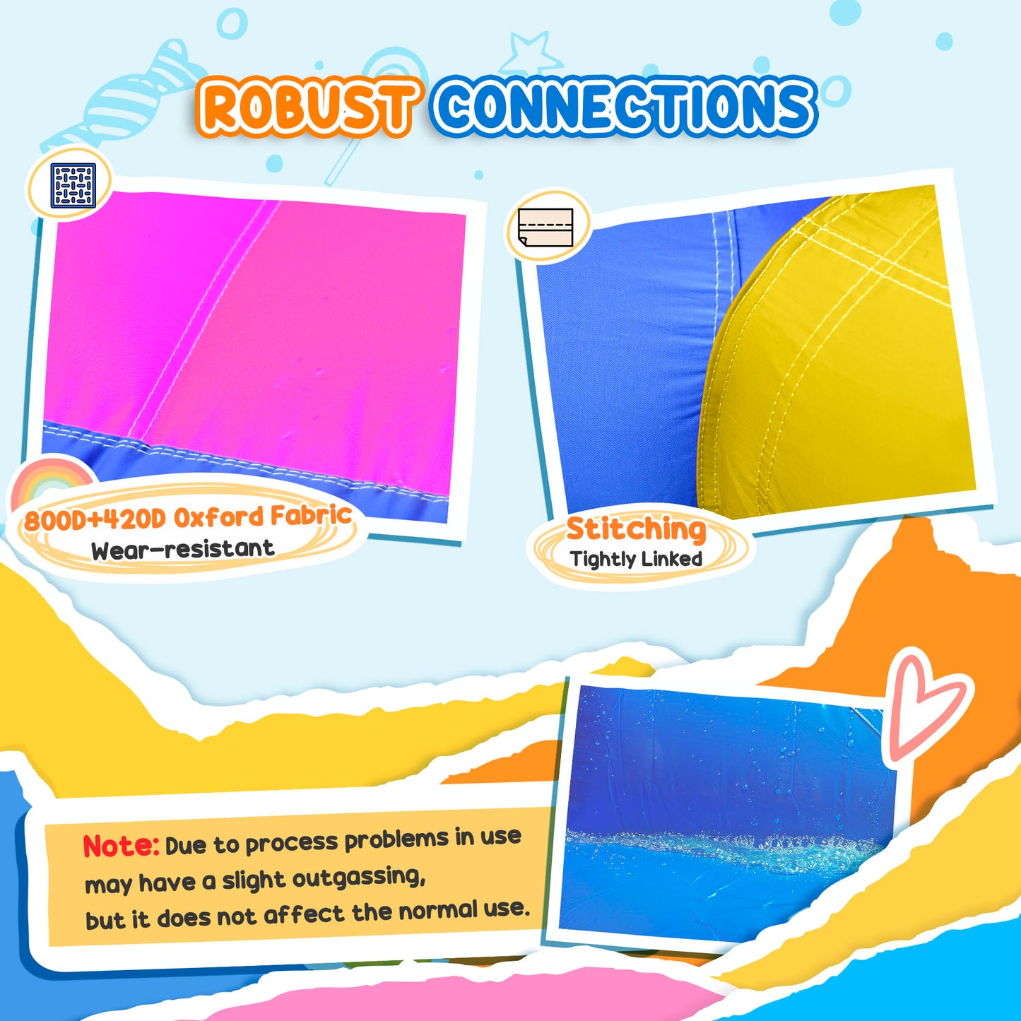 Kids 5 in 1 Inflatable Bounce Castle House, Trampoline Water Slide Pool Climbing Wall with Inflator for Kids Age 3-12 Summer 12.4' x 10.5' x 6.9' - Multi-color