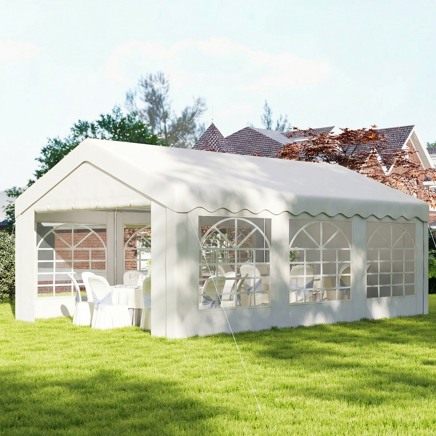 20'x13' Heavy Duty Event Tent Gazebo Portable Sun Shelter with Sidewalls White