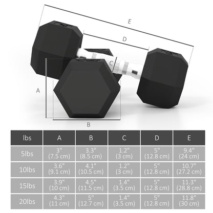 Soozier 100 LBS Hex Dumbbell Set with Rack, Rubber Coated Weights with Non-Slip Handles for Home Gym Strength Training